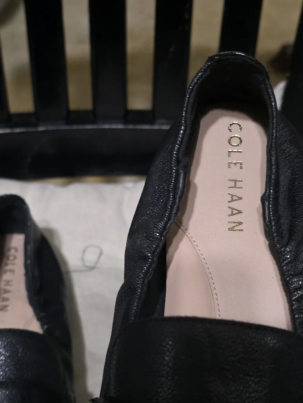 Cole Haan Womens  Black Leather Slip-On Loafers Used Size 9.5